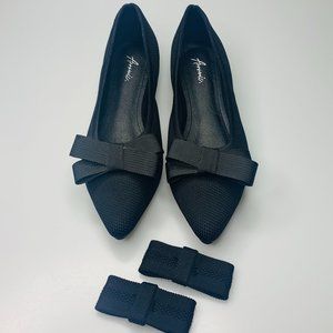 Arromic Women's Ballet Flats with Memory Foam and 2 Removable Bows, Size 6-6.5